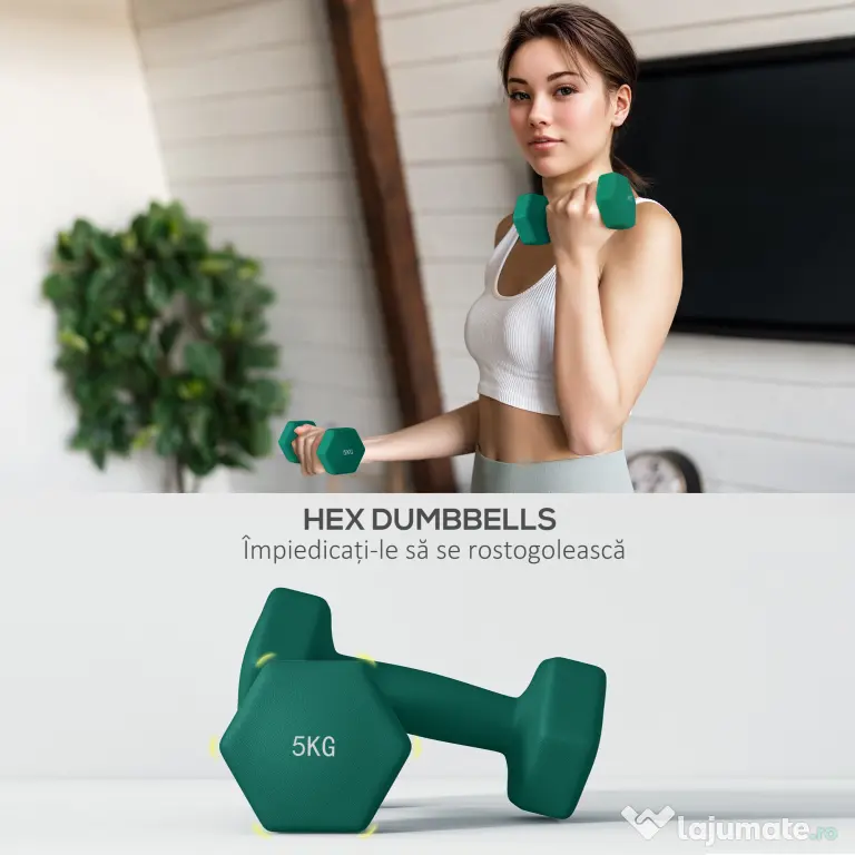 SPORTNOW Set Gantere cu Suport, 3 Perechi de Greutăți de 2 x 3 kg, 2 x 4 kg, 2 x 5 kg, Multicolor | Aosom Romania