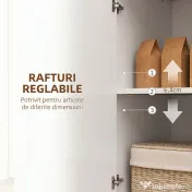 HOMCOM Bufet de Bucătărie cu Uși Amortizate, 2 Dulapuri, Raft Deschis, și 2 orificii pentru cabluri, 120x40x75 cm, Alb | Aosom Romania