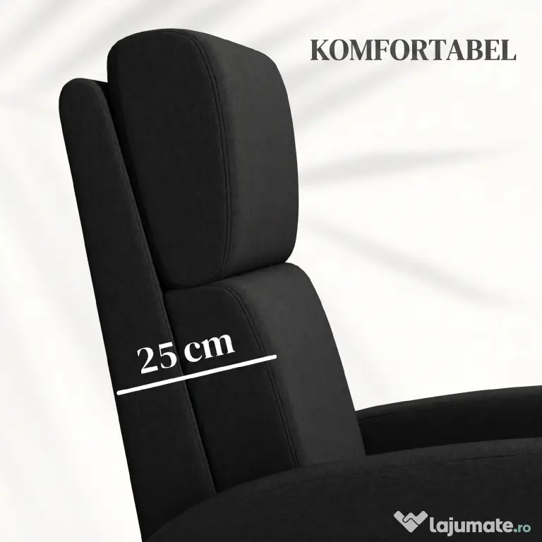 HOMCOM Fotoliu Relax Rabatabil Manual 160° cu Suport pentru Picioare, Fotoliu Ergonomic Tapițat cu Aspect de In pentru Dormitor, Birou, Living și Sufragerie, Negru | Aosom Romania