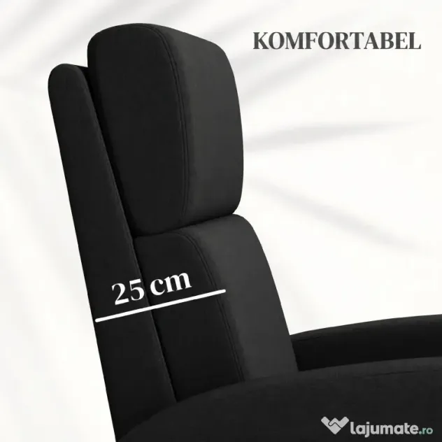 HOMCOM Fotoliu Relax Rabatabil Manual 160° cu Suport pentru Picioare, Fotoliu Ergonomic Tapițat cu Aspect de In pentru Dormitor, Birou, Living și Sufragerie, Negru | Aosom Romania