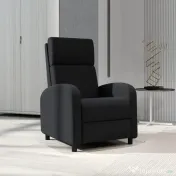 HOMCOM Fotoliu Relax Rabatabil Manual 160° cu Suport pentru Picioare, Fotoliu Ergonomic Tapițat cu Aspect de In pentru Dormitor, Birou, Living și Sufragerie, Negru | Aosom Romania 