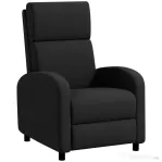 HOMCOM Fotoliu Relax Rabatabil Manual 160° cu Suport pentru Picioare, Fotoliu Ergonomic Tapițat cu Aspect de In pentru Dormitor, Birou, Living și Sufragerie, Negru