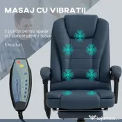 Vinsetto Scaun Birou Ergonomic Fotoliu de Birou Ergonomic cu 7 Puncte de Masaj Suport Picioare Reglabil 67x67x111-121 cm Albastru | Aosom Romania 