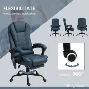 Vinsetto Scaun Birou Ergonomic Fotoliu de Birou Ergonomic cu 7 Puncte de Masaj Suport Picioare Reglabil 67x67x111-121 cm Albastru | Aosom Romania 