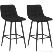 HOMCOM Set 2 Scaune cu Spătar și Suport pentru Picioare, Scaune cu Spătar din Material de Catifea, 45x47x84 cm, Negru | Aosom Romania 