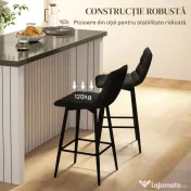 HOMCOM Set 2 Scaune cu Spătar și Suport pentru Picioare, Scaune cu Spătar din Material de Catifea, 45x47x84 cm, Negru | Aosom Romania 