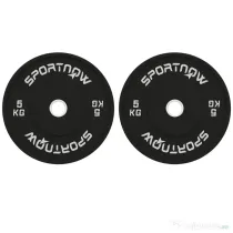SPORTNOW Set 2 Discuri Greutăți 2x5 kg din Cauciuc cu Orificiu de 5 cm pentru Gantere și Grijuri, Ø45x2 cm, Negru | Aosom Romania