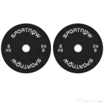 SPORTNOW Set 2 Discuri Greutăți 2x5 kg din Cauciuc cu Orificiu de 5 cm pentru Gantere și Grijuri, Ø45x2 cm, Negru