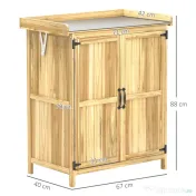 Outsunny Dulap Exterior, Depozit pentru Unelte cu Raft, din Lemn cu 2 Uși pentru Grădină, Terasă, Culoare Lemn Natural | Aosom Romania 