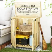 Outsunny Dulap Exterior, Depozit pentru Unelte cu Raft, din Lemn cu 2 Uși pentru Grădină, Terasă, Culoare Lemn Natural | Aosom Romania 