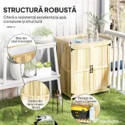 Outsunny Dulap Exterior, Depozit pentru Unelte cu Raft, din Lemn cu 2 Uși pentru Grădină, Terasă, Culoare Lemn Natural | Aosom Romania 