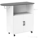 HOMCOM Dulap Mobil pentru Călcat cu 2 Uși și Spațiu Deschis, 125x43.5x102.5 cm, Alb