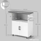 HOMCOM Dulap Mobil pentru Călcat cu 2 Uși și Spațiu Deschis, 125x43.5x102.5 cm, Alb
