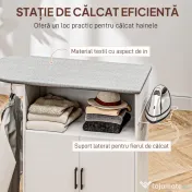 HOMCOM Dulap Mobil pentru Călcat cu 2 Uși și Spațiu Deschis, 125x43.5x102.5 cm, Alb
