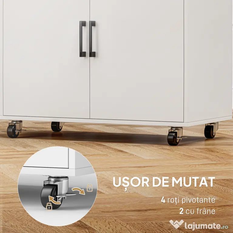 HOMCOM Dulap Mobil pentru Călcat cu 2 Uși și Spațiu Deschis, 125x43.5x102.5 cm, Alb