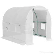 Outsunny Seră de Grădină Tip Tunel cu Cadru din Oțel și 4 Ferestre în PE 2.5x2x2m, Alb | Aosom Romania 