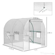 Outsunny Seră de Grădină Tip Tunel cu Cadru din Oțel și 4 Ferestre în PE 2.5x2x2m, Alb | Aosom Romania 