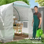 Outsunny Seră de Grădină Tip Tunel cu Cadru din Oțel și 4 Ferestre în PE 2.5x2x2m, Alb | Aosom Romania 