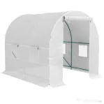 Outsunny Sera de Grădină Tip Tunel cu Cadrul din Oțel și 4 Ferestre din PE 2.5x2x2m, Albă