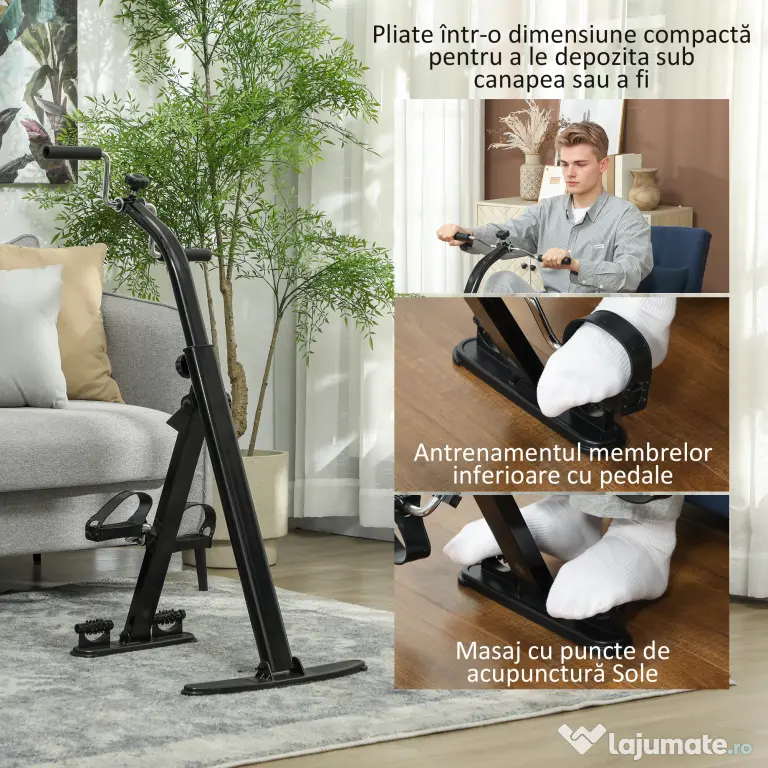 SPORTNOW Bicicletă de Reabilitare Pliabilă cu Ecran LCD și Ghidon Reglabil | Aosom Romania