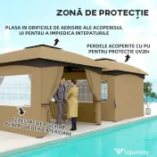 Outsunny Pavilion de Grădină cu Copertină, Perdele, Ferestre și Acoperiș Ventilat, 335x335x285 cm, Bej | Aosom Romania 
