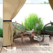 Outsunny Pavilion de Grădină cu Copertină, Perdele, Ferestre și Acoperiș Ventilat, 335x335x285 cm, Bej | Aosom Romania 