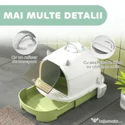 PawHut Litieră cu Capac, Tavă pentru Nisip tip Sertar cu Filtru de Carbon și Lopățică, 40,5x52x39 cm, Gri | Aosom Romania