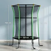 HOMCOM Trambulină Elastică pentru Copii 3-10 Ani cu Intrare cu Fermoar și Bare Căptușite, Ø163.5x190 cm, Verde | Aosom Romania 