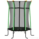 HOMCOM Trambulină Elastică pentru Copii 3-10 Ani cu Intrare cu Fermoar și Stâlpi Căptușiți, 122 x 111 x 190 cm, Verde
