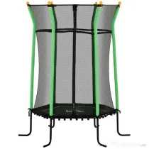 HOMCOM Trambulină Elastică pentru Copii 3-10 Ani cu Intrare cu Fermoar și Stâlpi Căptușiți, 122 x 111 x 190 cm, Verde