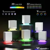 HOMCOM Noptieră cu Lumini LED Reglabile, 3 Sertare și Telecomandă, 40x35x60 cm, Alb | Aosom Romania 