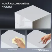 HOMCOM Noptieră cu Lumini LED Reglabile, 3 Sertare și Telecomandă, 40x35x60 cm, Alb | Aosom Romania 