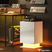 HOMCOM Noptieră cu Lumini LED Reglabile, 3 Sertare și Telecomandă, 40x35x60 cm, Alb | Aosom Romania 