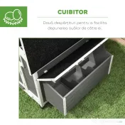 PawHut Coteț din Lemn pentru Exterior cu 2 Cuiburi de Ouă, Adăpost pentru Găini cu Tavă Detașabilă și Acoperiș din Asfalt, pentru 2-4 Găini, Gri | Aosom Romania 