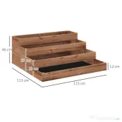 Outsunny Strat Înălțat de Grădină cu 4 Niveluri, Jardinieră de Balcon cu Bază Deschisă și Căptușeală, 113x113x46 cm, Maro | Aosom Romania 