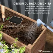 Outsunny Strat Înălțat de Grădină cu 4 Niveluri, Jardinieră de Balcon cu Bază Deschisă și Căptușeală, 113x113x46 cm, Maro | Aosom Romania 