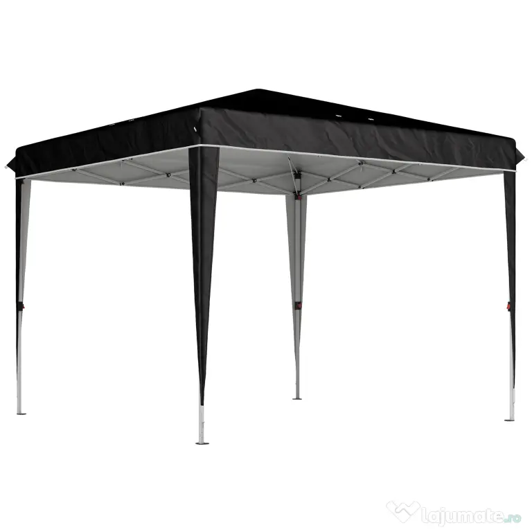 Outsunny Pavilion Pliabil cu Înălțime Reglabilă și Geantă de Transport, 300x300x273 cm, Negru | Aosom Romania
