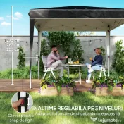 Outsunny Pavilion Pliabil cu Înălțime Reglabilă și Geantă de Transport, 300x300x273 cm, Negru | Aosom Romania 