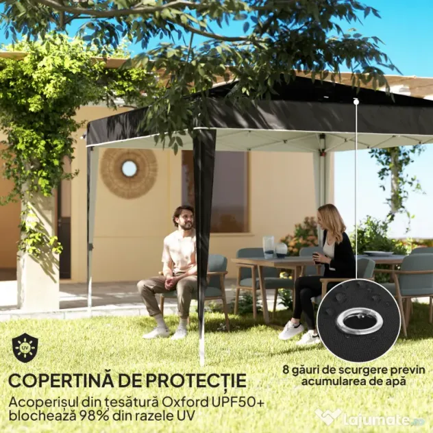 Outsunny Pavilion Pliabil cu Înălțime Reglabilă și Geantă de Transport, 300x300x273 cm, Negru | Aosom Romania