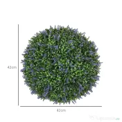 HOMCOM Set de 2 Plante Artificiale Sferice cu Flori de Lavandă, Ø42 cm, Violet | Aosom Romania
