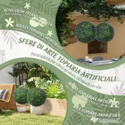 HOMCOM Set de 2 Plante Artificiale Sferice cu Flori de Lavandă, Ø42 cm, Violet | Aosom Romania
