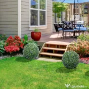 HOMCOM Set de 2 Plante Artificiale Sferice cu Flori de Lavandă, Ø42 cm, Violet | Aosom Romania