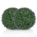 HOMCOM Set de 2 plante artificiale sferice cu flori de lavandă pentru casă și grădină Ø42cm, verde și violet