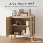 HOMCOM Dulap de Depozitare cu 2 Uși și Rafturi Reglabile, 78x40x77,5 cm, Stejar | Aosom Romania