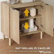 HOMCOM Dulap de Depozitare cu 2 Uși și Rafturi Reglabile, 78x40x77,5 cm, Stejar | Aosom Romania