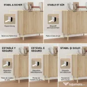 HOMCOM Dulap de Depozitare cu 2 Uși și Rafturi Reglabile, 78x40x77,5 cm, Stejar | Aosom Romania