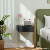 HOMCOM Noptieră Suspendată cu Sertar din PAL, 40x30x15 cm, Negru | Aosom Romania