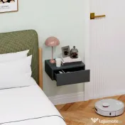 HOMCOM Noptieră Suspendată cu Sertar din PAL, 40x30x15 cm, Negru | Aosom Romania