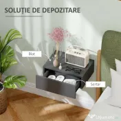 HOMCOM Noptieră Suspendată Modernă cu Sertar, din Lemn, 40x30x15 cm, Negru