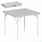 Outsunny Masă de Camping Pliabilă cu 2 Înălțimi Reglabile, 86x86x74 cm, Alb | Aosom Romania